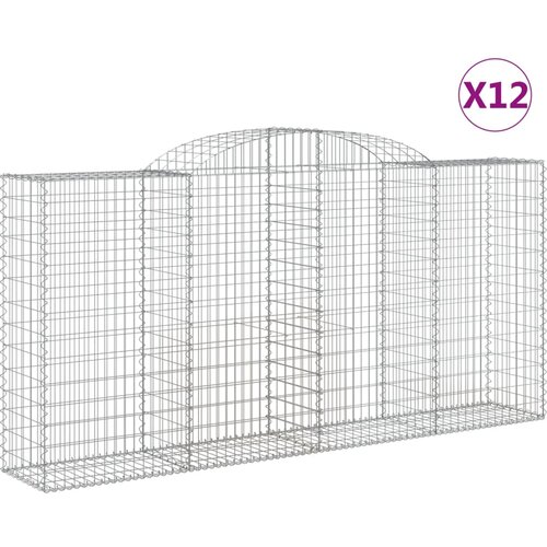 vidaXL Obokane gabion košare 12 kosa 300x50x140/160cm pocinkano železo, (21000366) Cene
