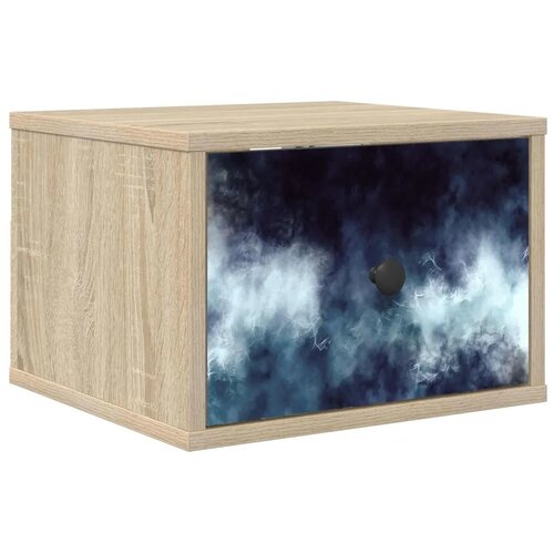  Wall-mounted noćni ormarić RAALTE Hrast sonoma 36 x 33 x 25 cm - Hrast sonoma Plavi mramorni uzorak 1 Slike