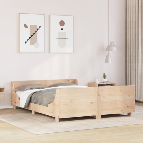  The Living Store Posteljni okvir brez vzmetnice 160x200 cm trdna borovina - Posteljni Okvir, (21496867) Slike