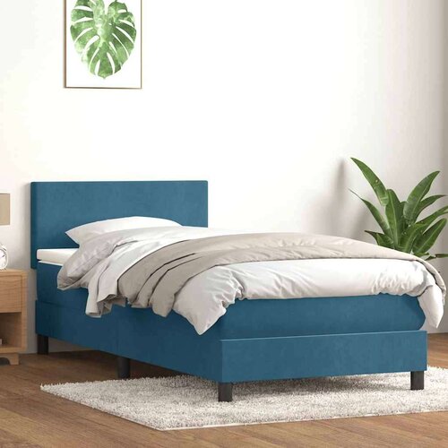 Box spring postelja z vzmetnico temno modra 80x210 cm žamet, (21791887) Cene