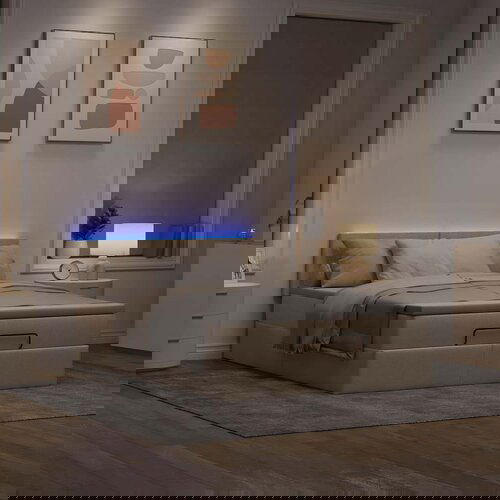 VidaXL Otomanski krevet s madracem krem 140x200 cm tkanine Slike