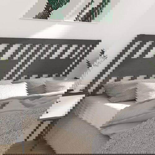 vidaXL Uzglavlje sivo 186 x 4 x 100 cm od masivne borovine Cijene