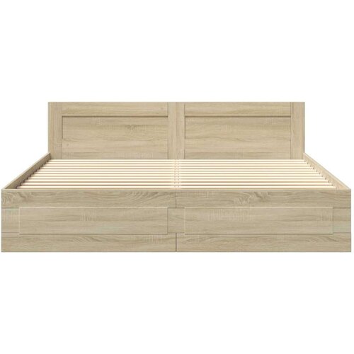 VidaXL Okvir za krevet s uzglavljem boja hrasta 180x200 cm drveni Slike