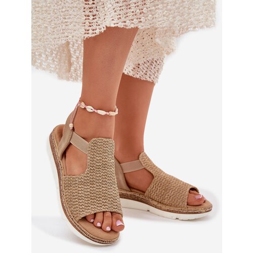 EVENTO Women's Sandals With Braiding Beige-Gold Jelana Cene