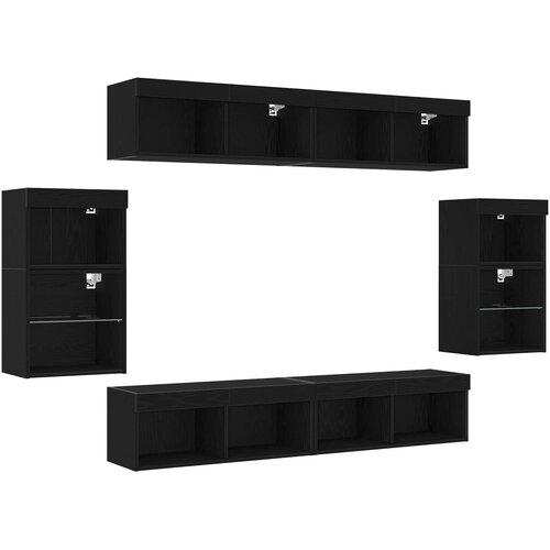  Set TV komoda S LED lampica 8 pcs Crni hrast Konstruirano drvo Slike