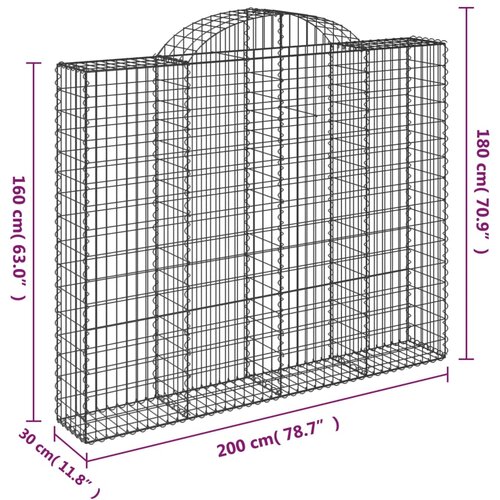  Lučne gabionske ko&amp;scaron;are 2 kom 200x30x160/180cm pocinčano željezo Slike