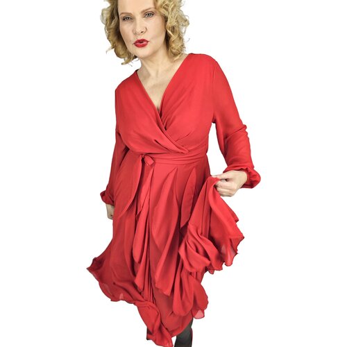 Pri Elegant dress flared hem with ruffles ADELE Cene