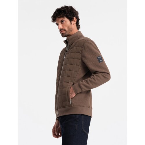 Ombre Lightweight unzipped men&amp;#039;s jacket with quilted front - brown Slike