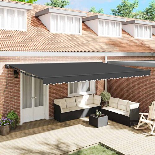 vidaXL Retraktilna tenda Antracit 500x300 cm blago - - Antracit - 36.88 - 500x300 cm - 2025- Cene