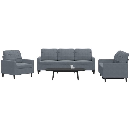  3-dijelni set sofa s jastucima tamnosivi bar&scaron;unasti Cijene