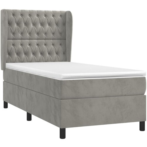 Box spring krevet s madracem svjetlosivi 90x190 cm bar&amp;scaron;unasti Slike
