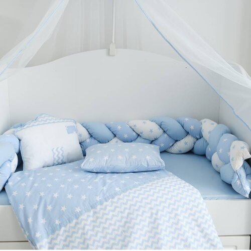 Belis posteljina za krevetac my home pletenica blue 120X60 cm Slike
