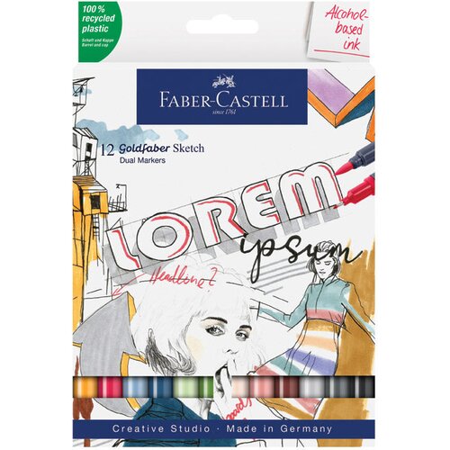 Marker obostrani Sketch 12boja Goldfaber Faber Castell 164712 sortirano blister Cijene