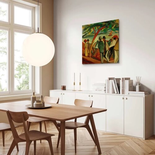  Slika - August Macke &amp;ndash; Spazierg&amp;auml;nger am See 60x60 Premium Print Slike