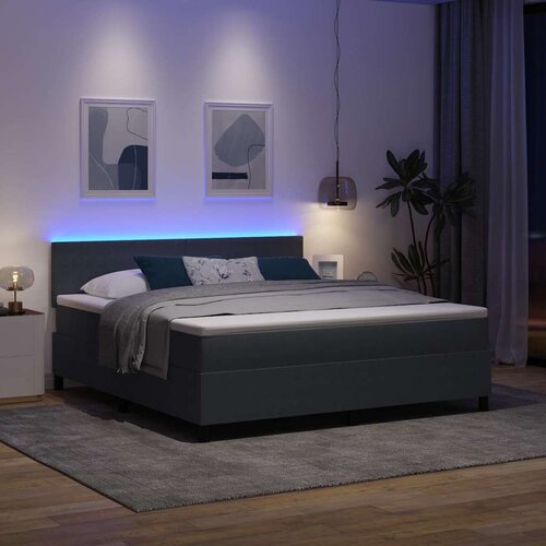  LED Box Spring Krevet Tamno siva i bijela 180 x 200 cm Slike