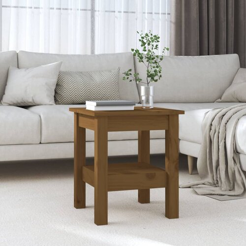 VidaXL Klubska mizica medeno rjava 35x35x40 cm trdna borovina Slike