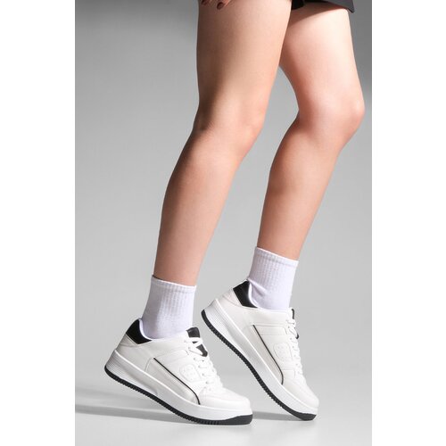 Marjin Women's Sneaker High Sole Lace Up Sneakers Sitas White Slike