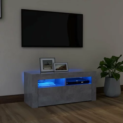vidaXL TV omarica z LED lučkami betonsko siva 90x35x40 cm