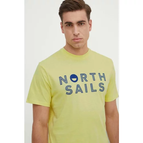 North Sails Bombažna kratka majica moška, rumena barva, 692973
