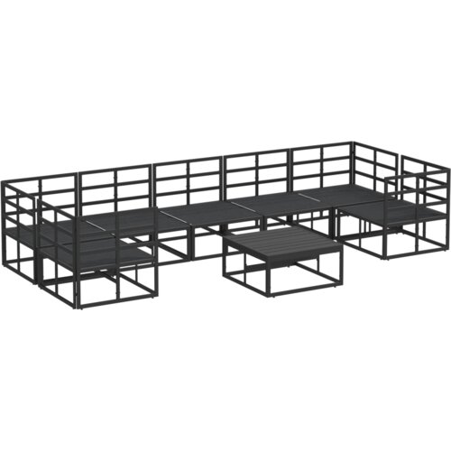 VidaXL Vrtna sedežna garnitura 8 pcs Črna Aluminij Slike