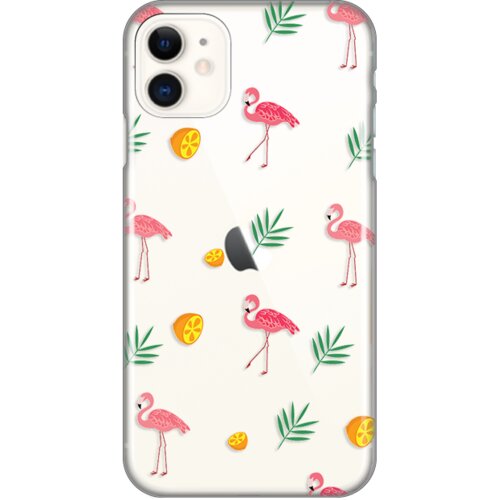 silikonska maska za iPhone 11 6.1 Flamingos Print Skin providna Slike