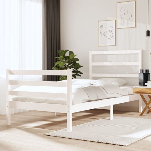 VidaXL Posteljni okvir bel iz trdne borovine 75x190 cm 2FT6 Slike