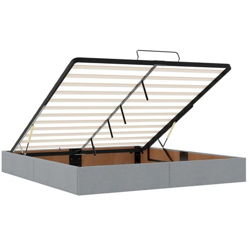  Krevet od pjene s madracem i LED-om Svjetlosiva 200 x 200 cm - Svjetlosiva 200 x 200 cm Dizajn s rombovima Slike