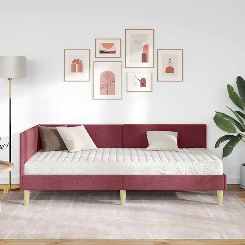  Kutni krevetni okvir s madracem 2 kom. Vinska crvena 80 x 200 cm Slike
