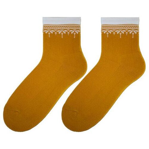 Bratex Socks D-005 Women Women&amp;#039;s Winter Half-Terry Fabric Pattern 36-41 yellow 024 Slike