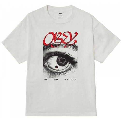 Obey Majice s kratkimi rokavi midnite crisis Bela Slike