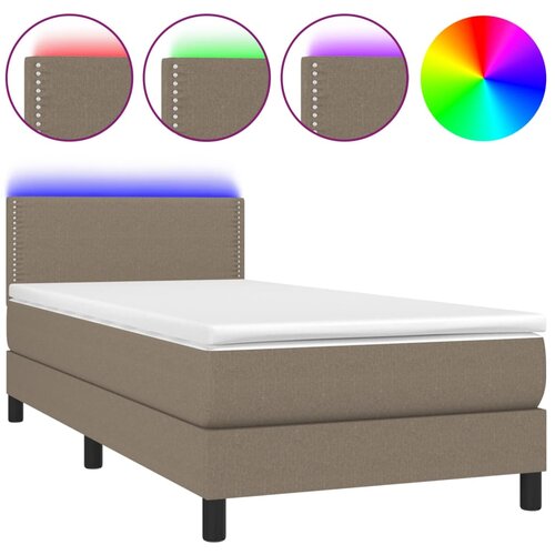 VidaXL Box spring postelja z vzmetnico LED taupe 80x200 cm blago, (20900938) Slike