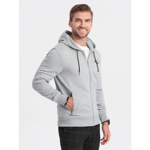Ombre Men's unbuttoned hooded sweatshirt - grey melange Cene