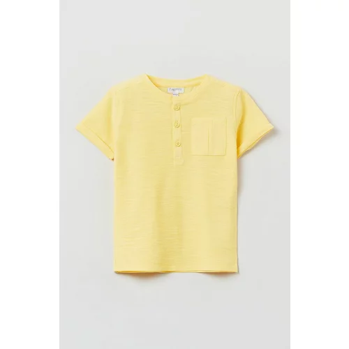 OVS Dječja pamučna majica kratkih rukava boja: žuta, jednobojni model