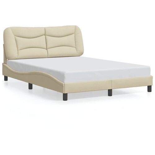  The Living Store Posteljni okvir z vzglavjem krem 120x200 cm blago - Posteljni Okvir, (21497847) Slike