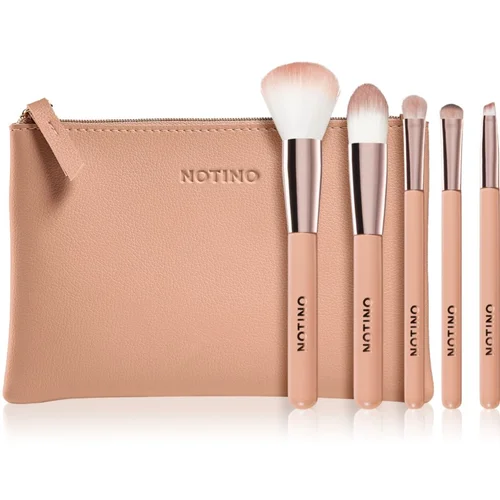 Notino Glamour Collection Travel Brush Set with Pouch potovalni set čopičev s torbico