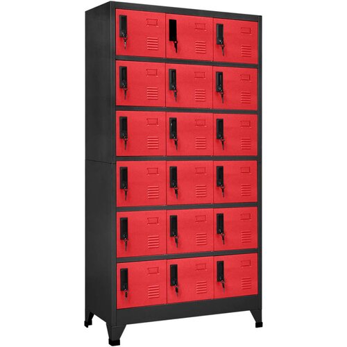 The Living Store Omara s ključavnico antracitna in rdeča 90x40x180 cm jeklo - Omarica Na Ključ, (21430652) Slike
