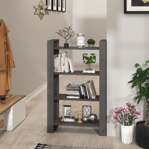 Ormarić za knjige / pregrada sivi 80x35x125 cm od borovine Slike