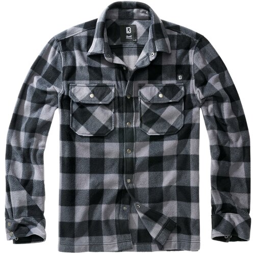 Brandit Jeff Fleece Shirt Long Sleeve black/grey Cene
