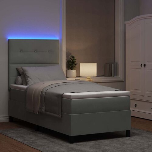  LED Box Spring Krevet Svijetlo siva 90 x 190 cm Bar&amp;scaron;un Svjetlosiva Slike