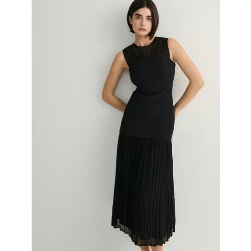Reserved - Maxi haljina od kombinirane tkanine - crno