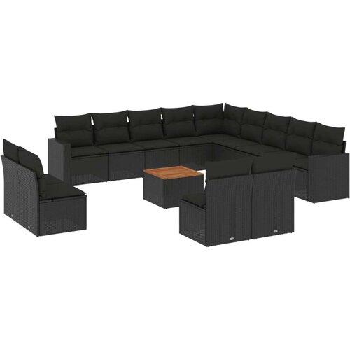 VidaXL 14-dijelni set vrtnih sofa s jastucima poliratan crni Slike
