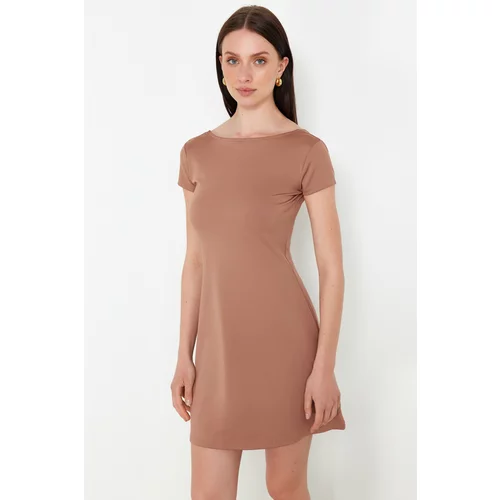 Trendyol Mink More Sustainable A-line/bell Form Stretchy Knitted Mini Dress