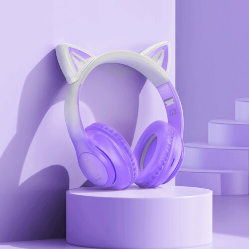 Hoco. Brezžične slu&amp;scaron;alke z mikrofonom, Bluetooth - W42 Cat Ears, Cherry Blossom Slike