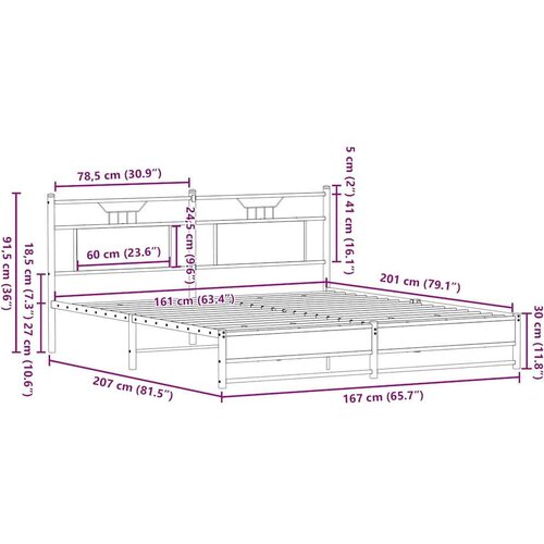 vidaXL Posteljni okvir brez vzmetnice hrast 160x200 cm inženirski les Cene