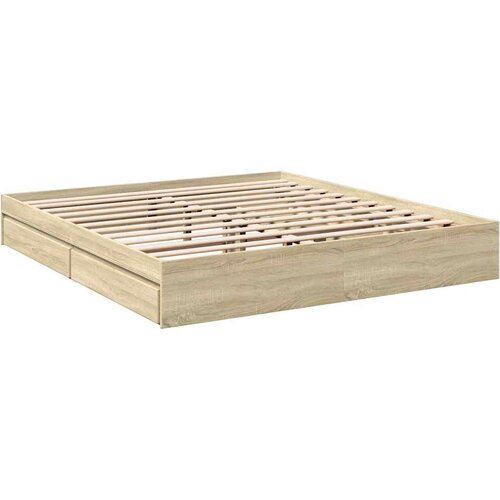  Okvir za krevet s ladicama boja hrasta 180x200 cm Slike