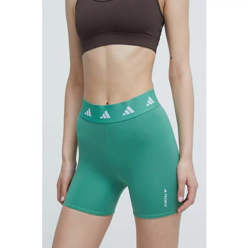 Adidas Kratke hlače za trening Techfit boja: zelena, s tiskom, visoki struk, IU1853