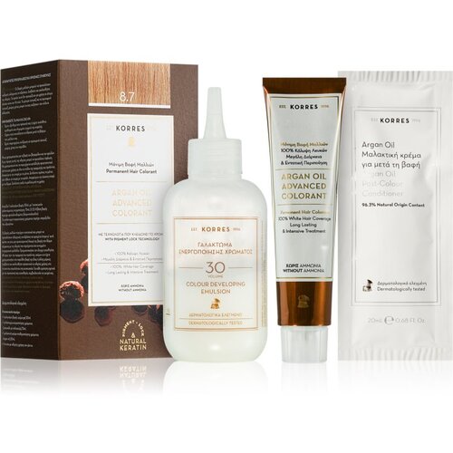 Korres Argan Oil permanentna barva za lase z arganovim oljem odtenek 8.7. Toffee 50 ml Slike