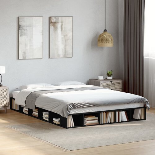Furnova Posteljni okvir črn 150x200 cm inženirski les, (21936732) Slike