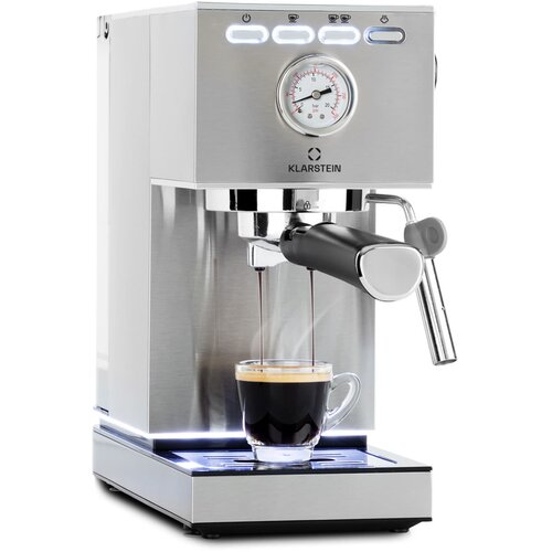 Klarstein Pauza, aparat za espresso, 1350 W, tlak 20 bara, spremnik za vodu: 1,4 litre, nehrđajući čelik Cijene