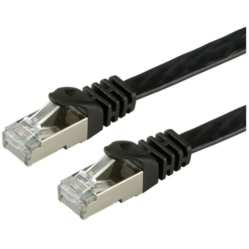 Secomp Value FTP PatchCord Cat6/Cl.E, flat, crna, 0.5m Cene